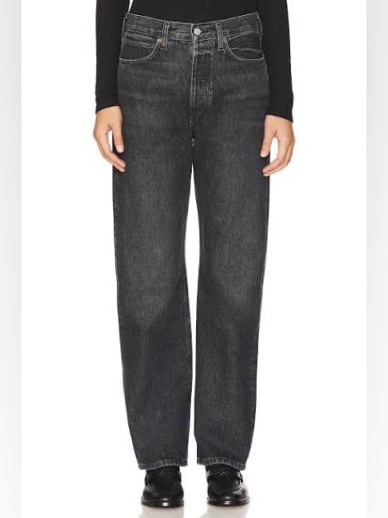 Agolde Kelly High Rise Relaxed Straight Black Faded Jeans Size 31